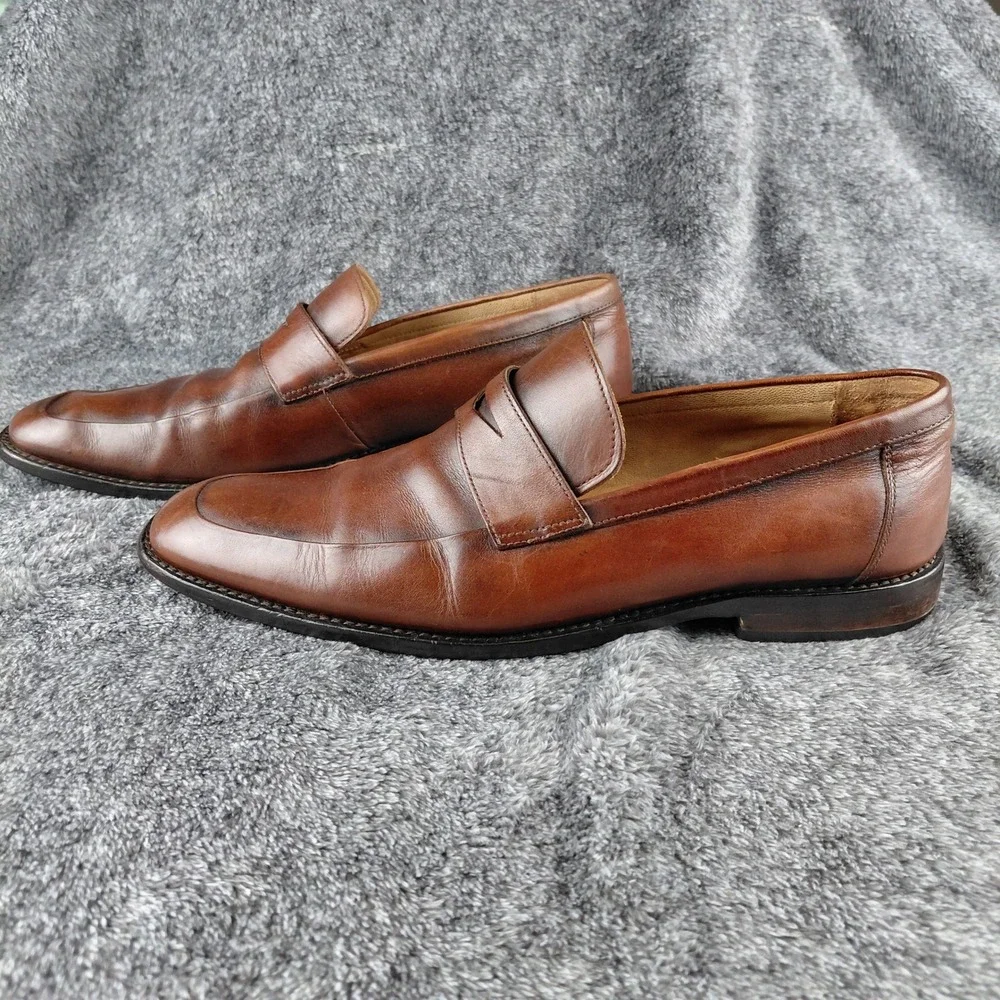 Johnston & Murphy Mens 9M Tan Leather Penny Loafers‎ Square Moc Toe 20-6563